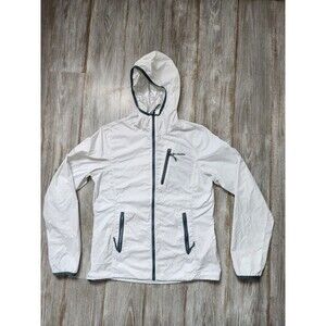 Columbia Omni Heat Woman’s Mighty Lite Hooded Jacket White Gray Sz M EUC